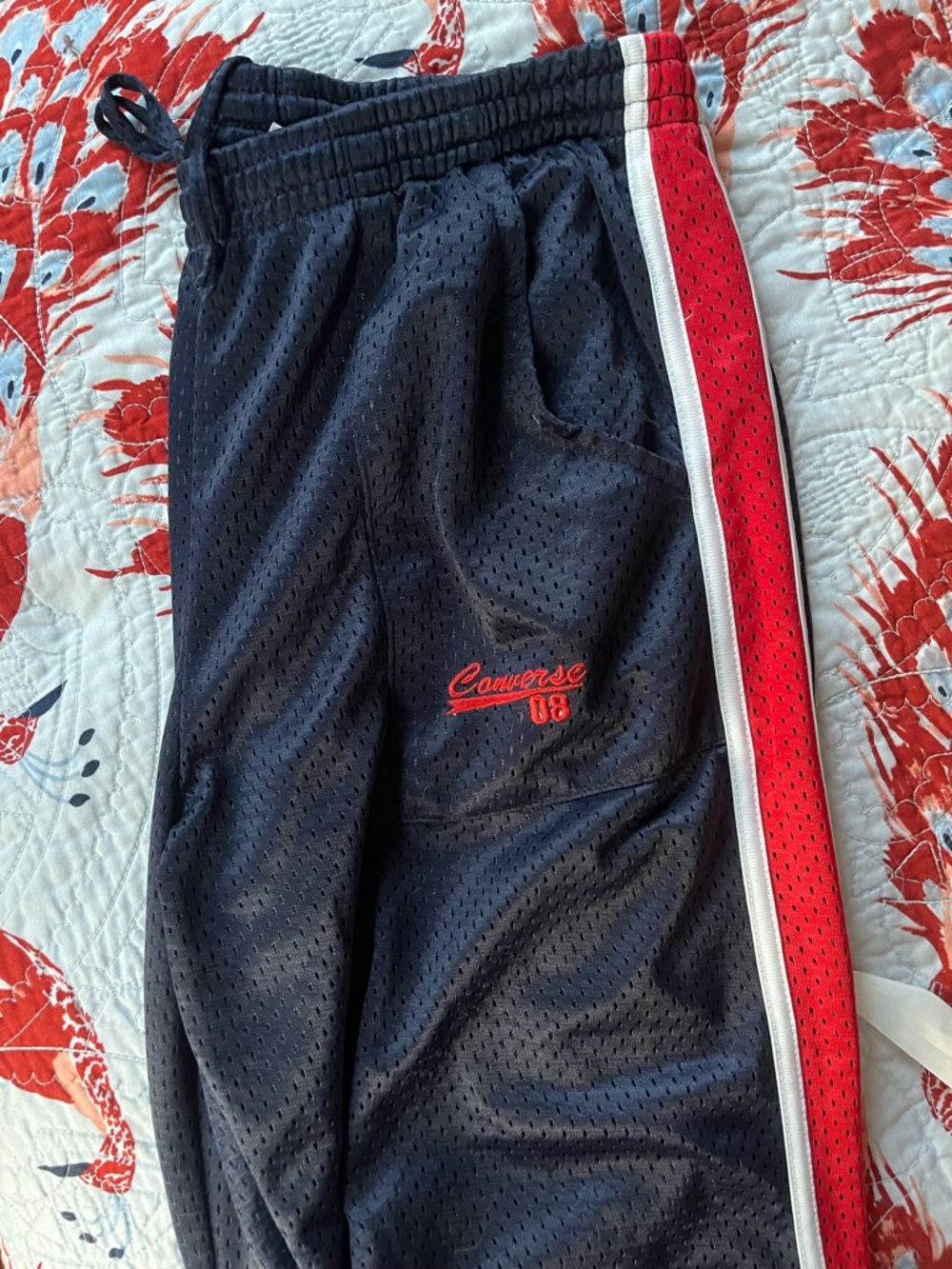 VINTAGE Converse Navy Joggers with Red and White Side Stripe